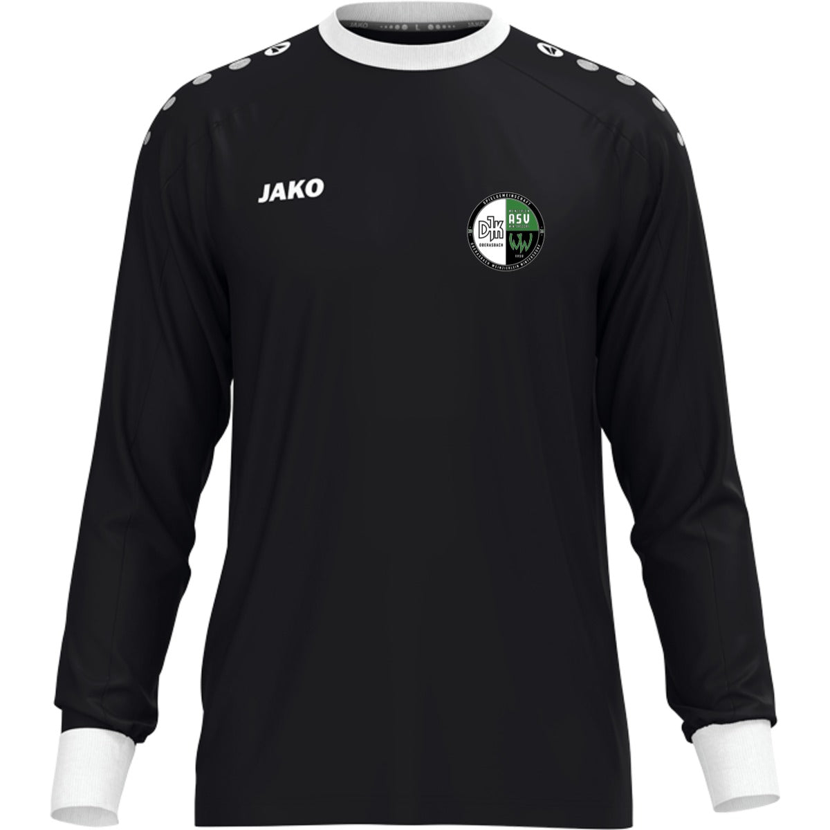 JAKO Torwart Trikot One für Kinder 8900K – Vereinslogo herzseitig Schwarz Vorderseite