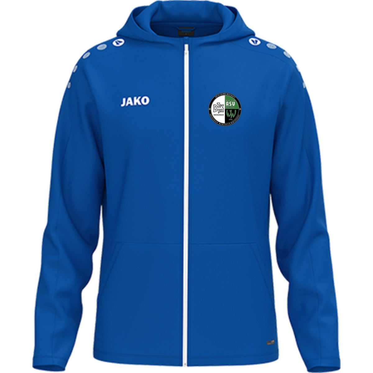 JAKO Kinder Kapuzenjacke One personalisieren 6800K – Vereinslogo herzseitig Royal Vorderseite