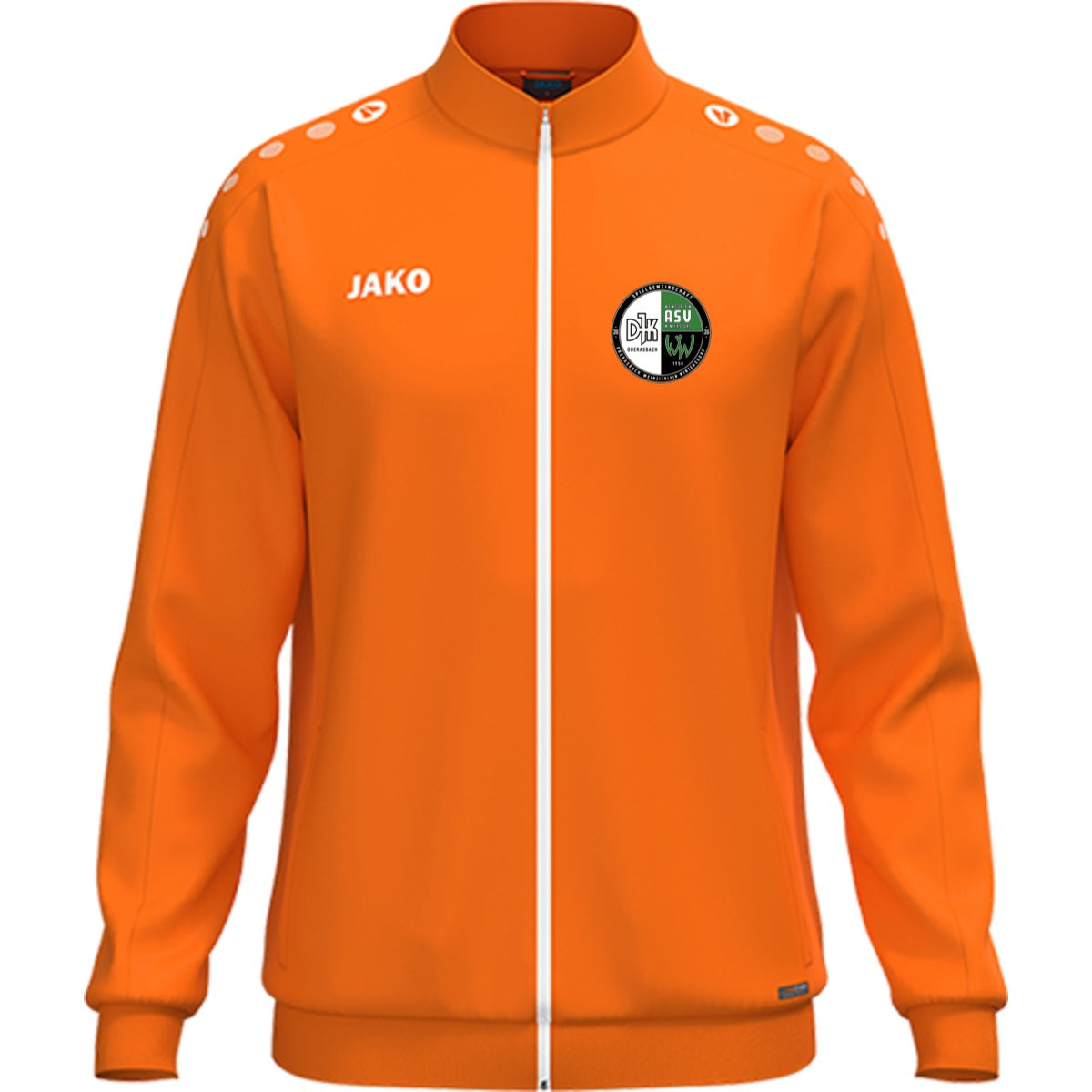 JAKO Polyesterjacke One für Kinder gestalten 9300K – Vereinslogo herzseitig Neonorange Vorderseite