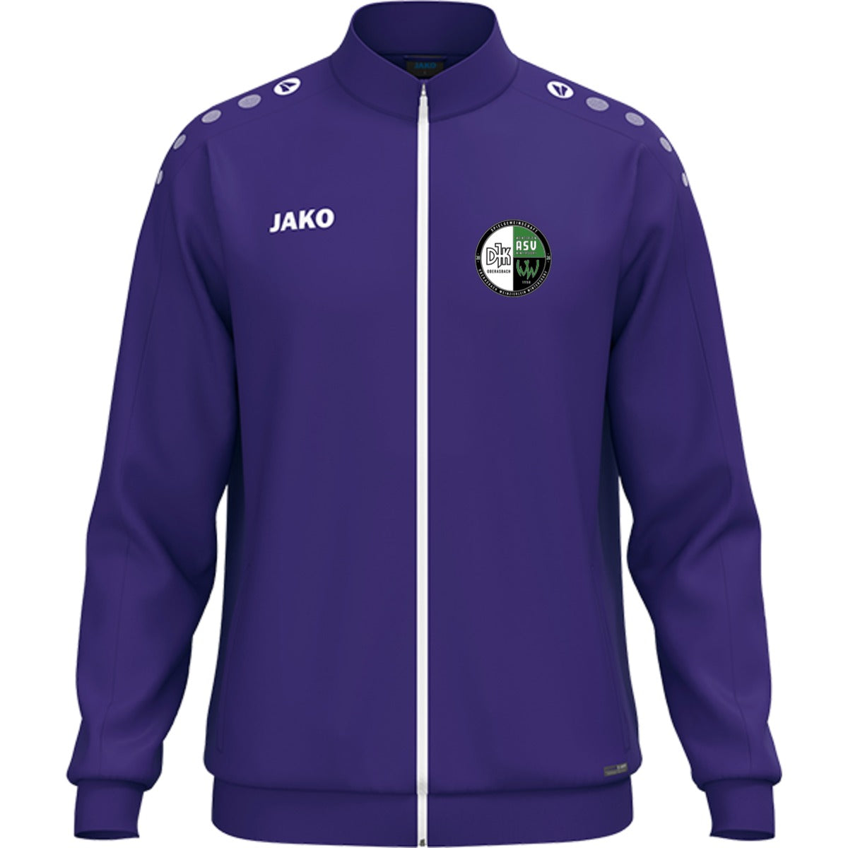 JAKO Polyesterjacke One für Kinder gestalten 9300K – Vereinslogo herzseitig Violett Vorderseite