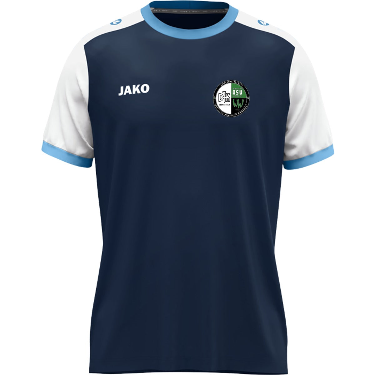 JAKO Kinder Trikot Dynamic mit Kontrasteinfassung 4270K – Vereinslogo herzseitig Marine/Weiß Vorderseite