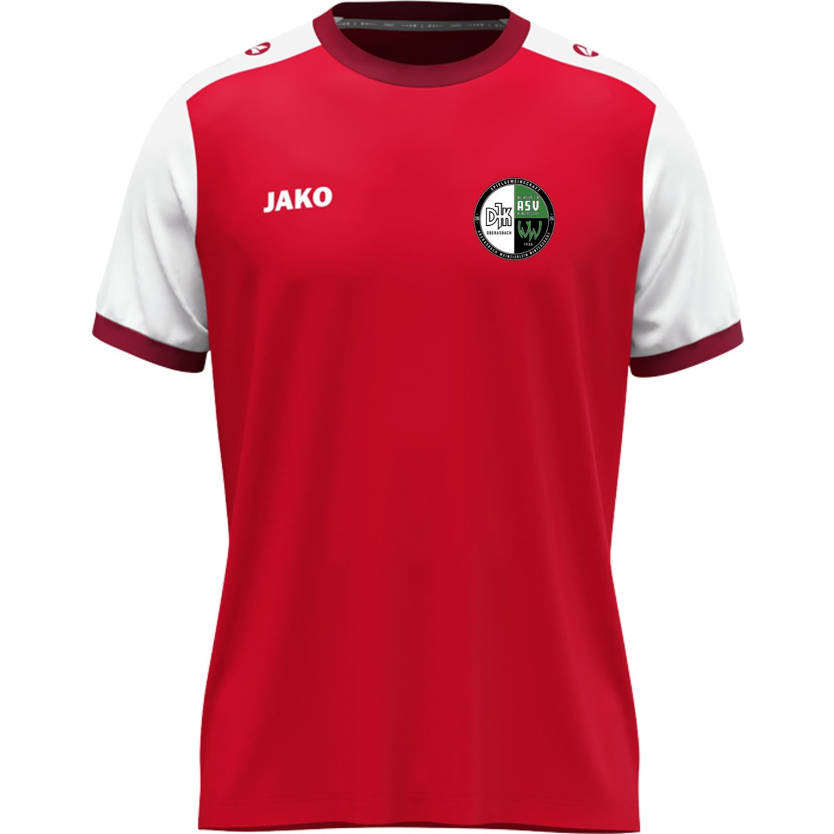 JAKO Kinder Trikot Dynamic mit Kontrasteinfassung 4270K – Vereinslogo herzseitig Rot/Weiß Vorderseite
