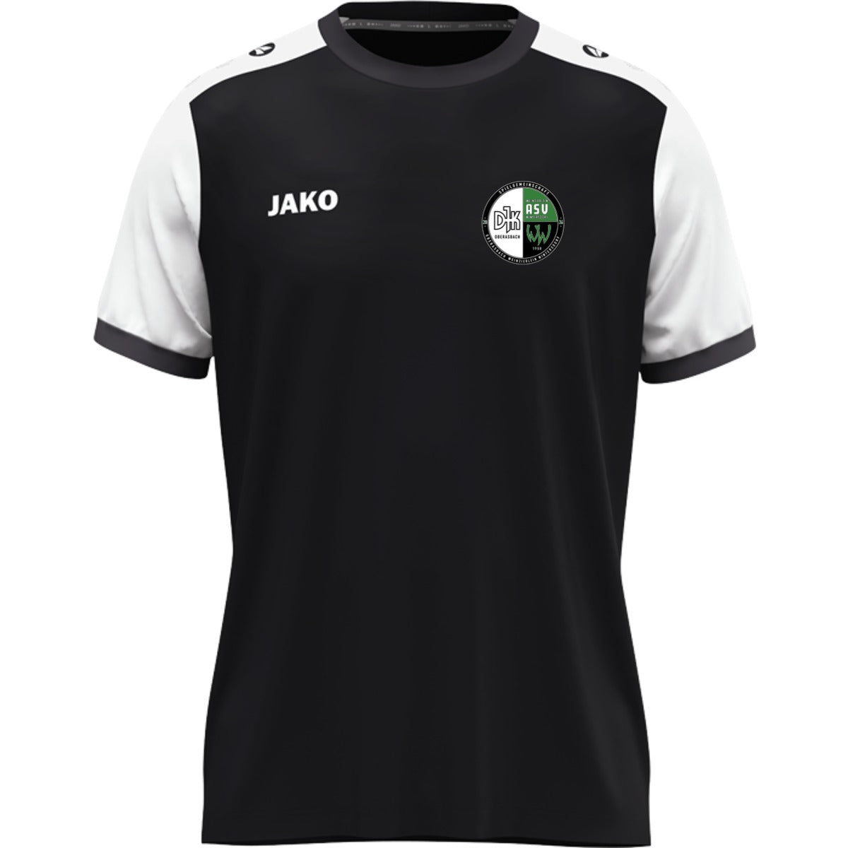 JAKO Kinder Trikot Dynamic mit Kontrasteinfassung 4270K – Vereinslogo herzseitig Schwarz/Weiß Vorderseite