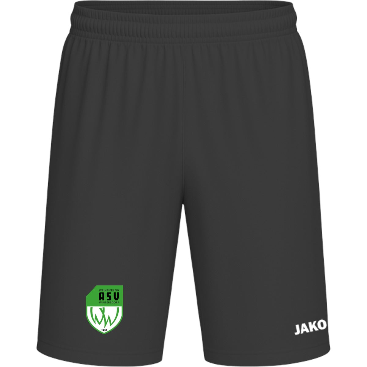 Sporthose Kids Manchester 2.0 Fußball Shorts gestalten 4400K – ASV-Wappen am Bein Anthrazit Vorderseite