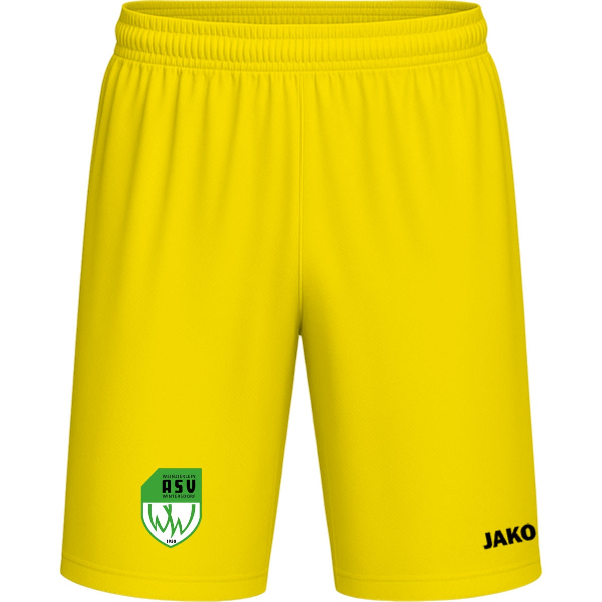 Sporthose Kids Manchester 2.0 Fußball Shorts gestalten 4400K – ASV-Wappen am Bein Citro Vorderseite