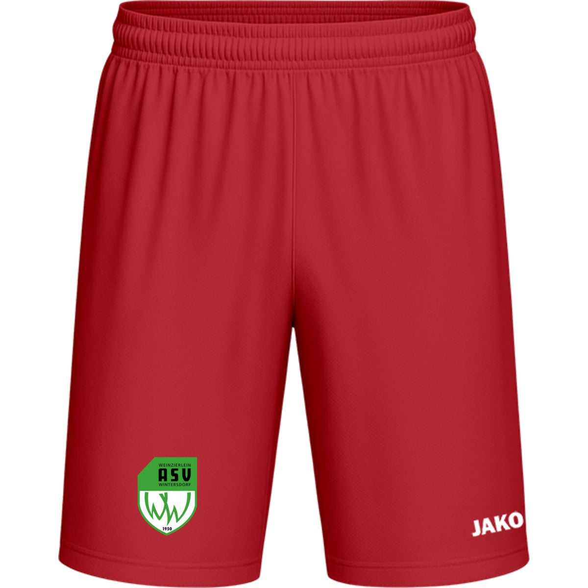 Sporthose Kids Manchester 2.0 Fußball Shorts gestalten 4400K – ASV-Wappen am Bein Coral Vorderseite