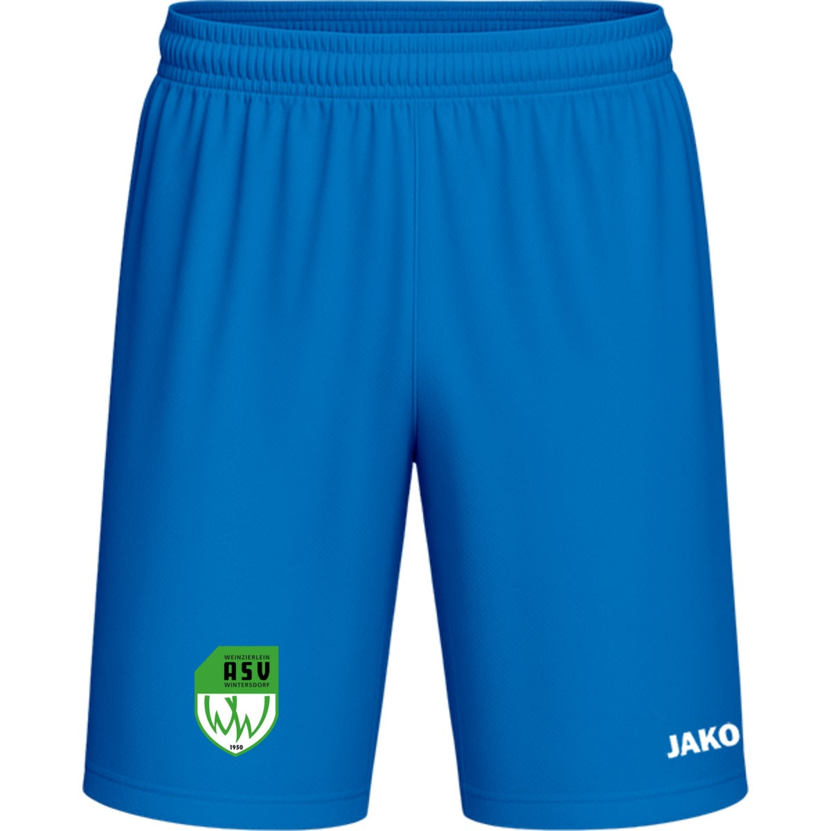 Sporthose Kids Manchester 2.0 Fußball Shorts gestalten 4400K – ASV-Wappen am Bein Jako Blau Vorderseite