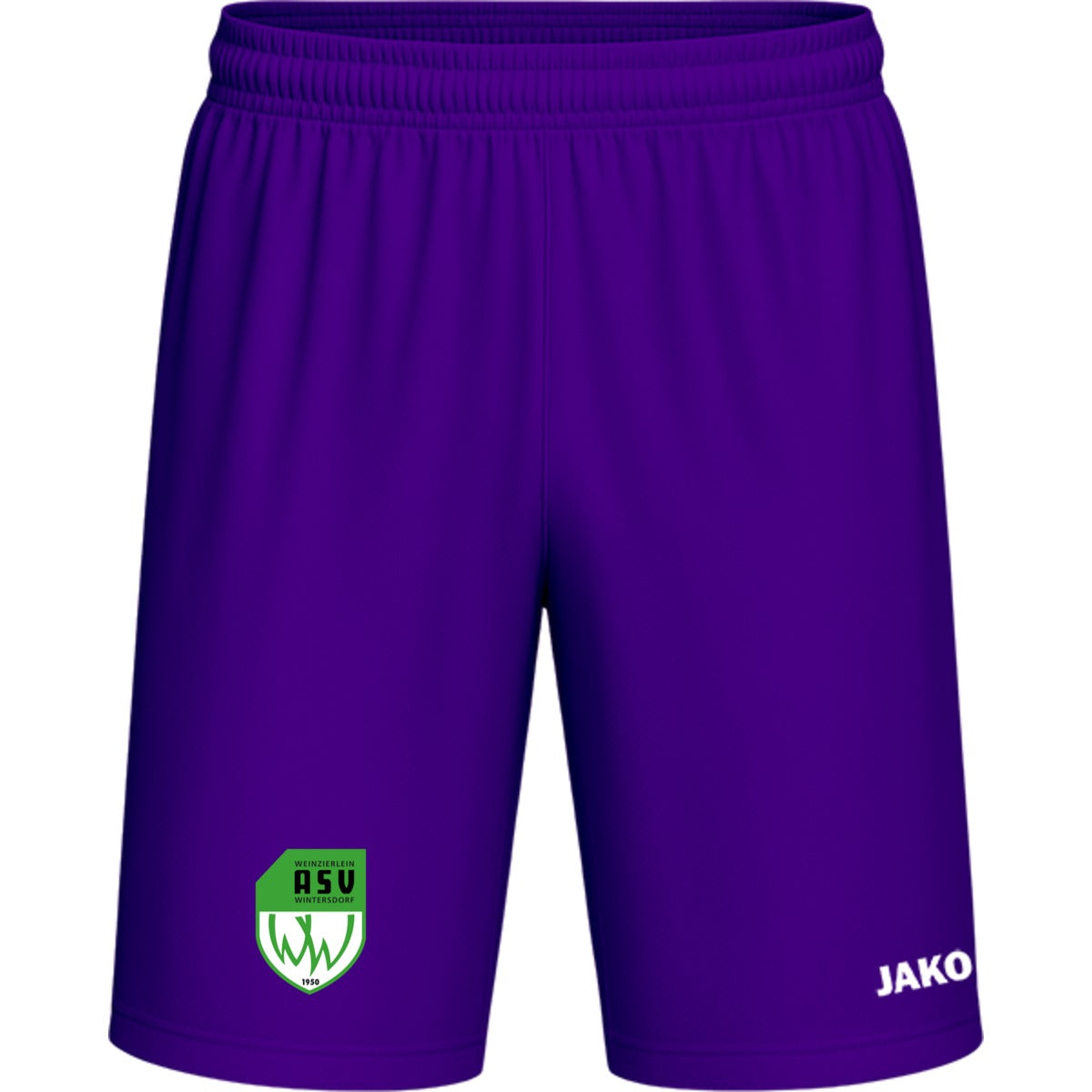 Sporthose Kids Manchester 2.0 Fußball Shorts gestalten 4400K – ASV-Wappen am Bein Lila Vorderseite
