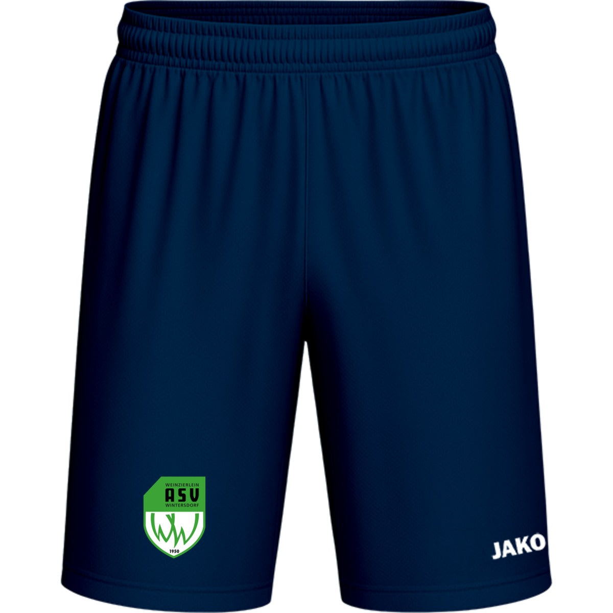 Sporthose Kids Manchester 2.0 Fußball Shorts gestalten 4400K – ASV-Wappen am Bein Navy Vorderseite