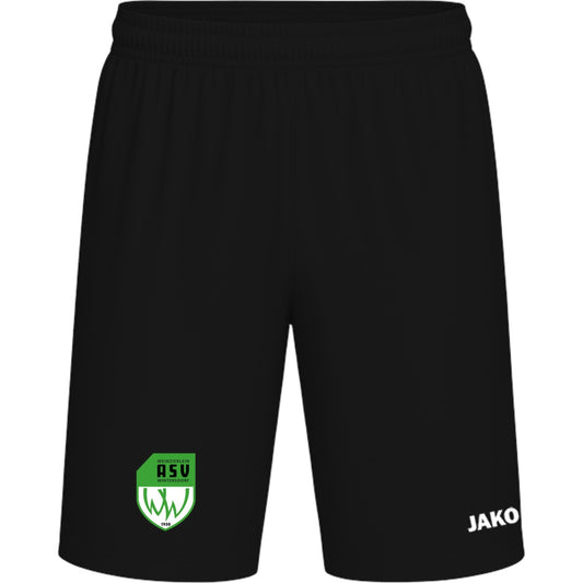 Sporthose Kids Manchester 2.0 Fußball Shorts gestalten 4400K – ASV-Wappen am Bein Schwarz Vorderseite