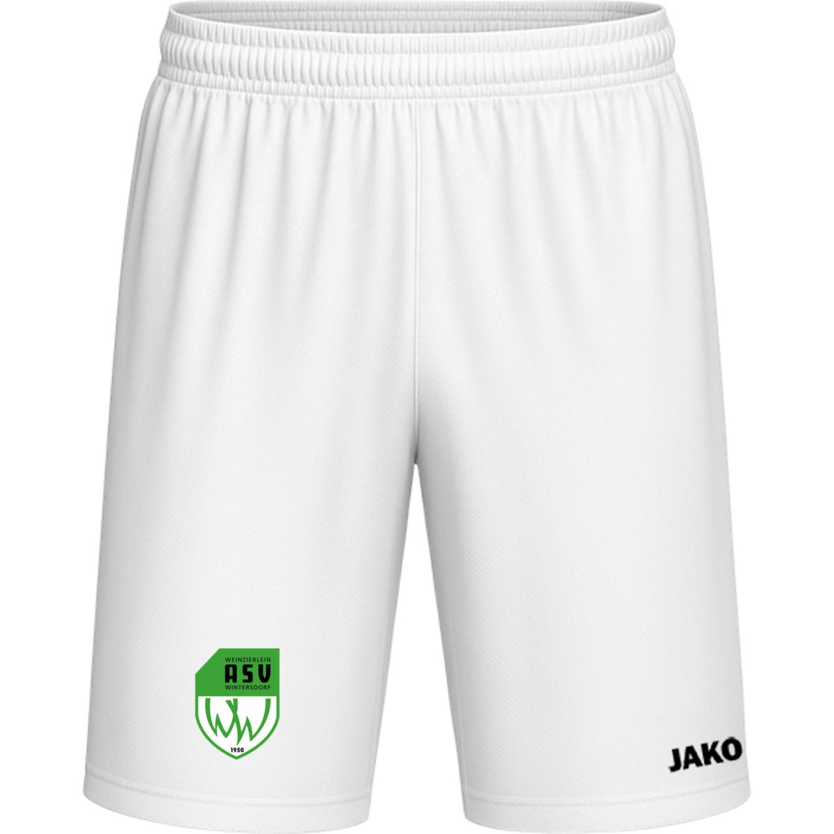 Sporthose Kids Manchester 2.0 Fußball Shorts gestalten 4400K – ASV-Wappen am Bein Weiß Vorderseite