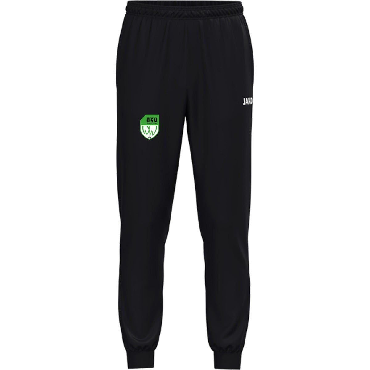 JAKO Kinder Polyesterhose One 9200K – ASV-Wappen am Bein Schwarz Vorderseite