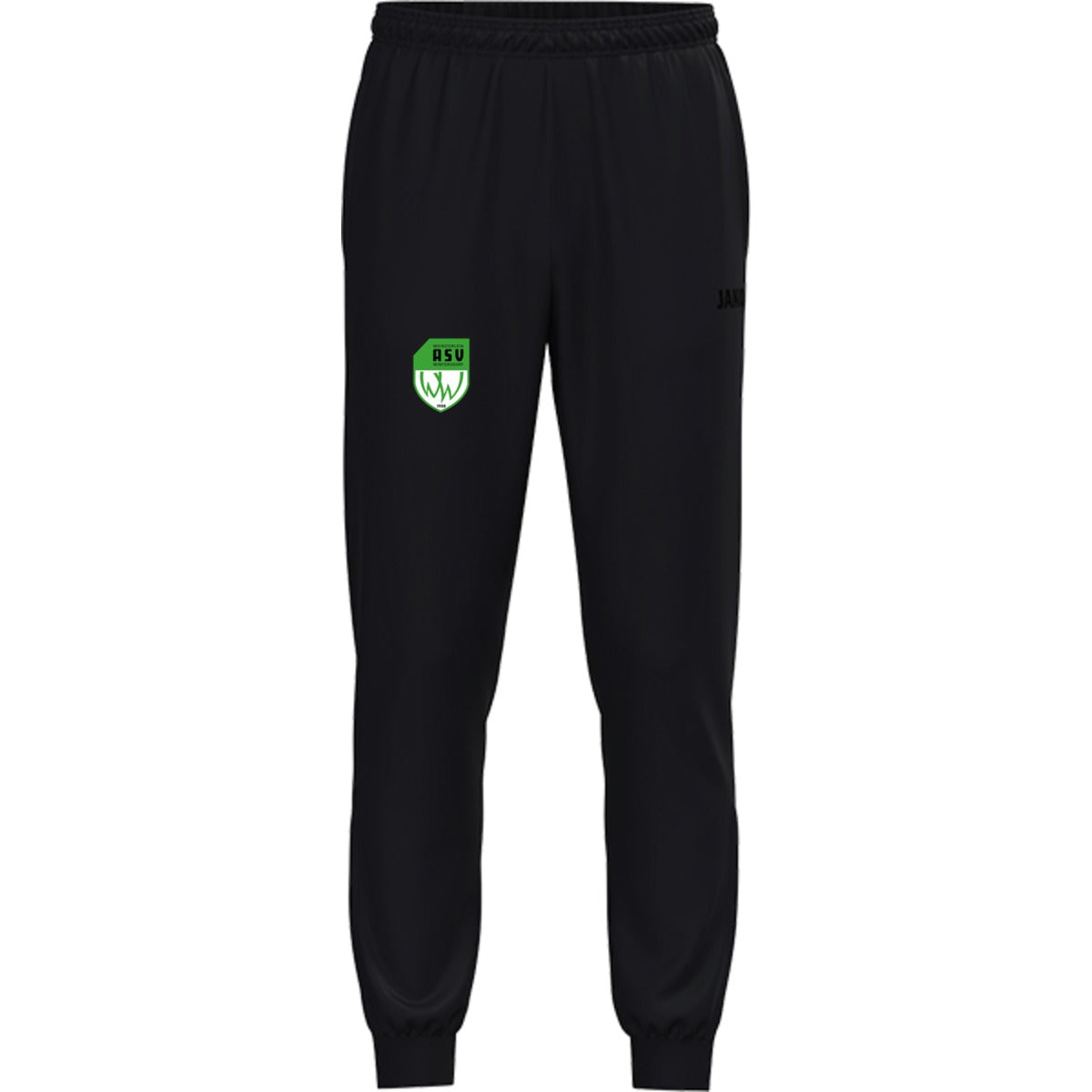 JAKO Kinder Polyesterhose One 9200K – ASV-Wappen am Bein Schwarz/Schwarz Vorderseite