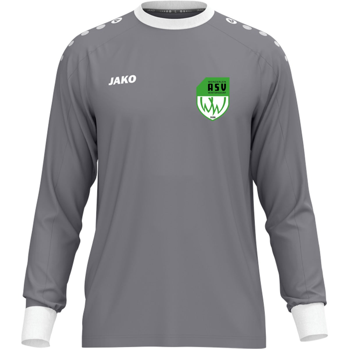 JAKO Torwart Trikot One für Kinder 8900K – ASV-Wappen herzseitig Grau Vorderseite
