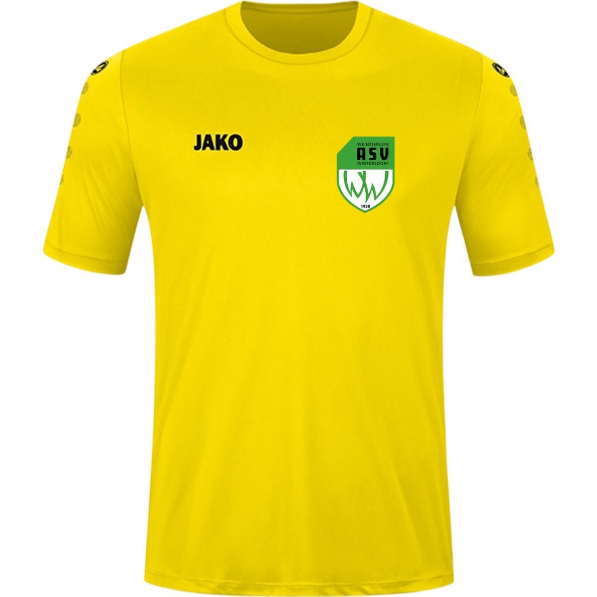 JAKO Kinder Trikot Team Kurzarm 4233K – ASV-Wappen herzseitig Citro Vorderseite