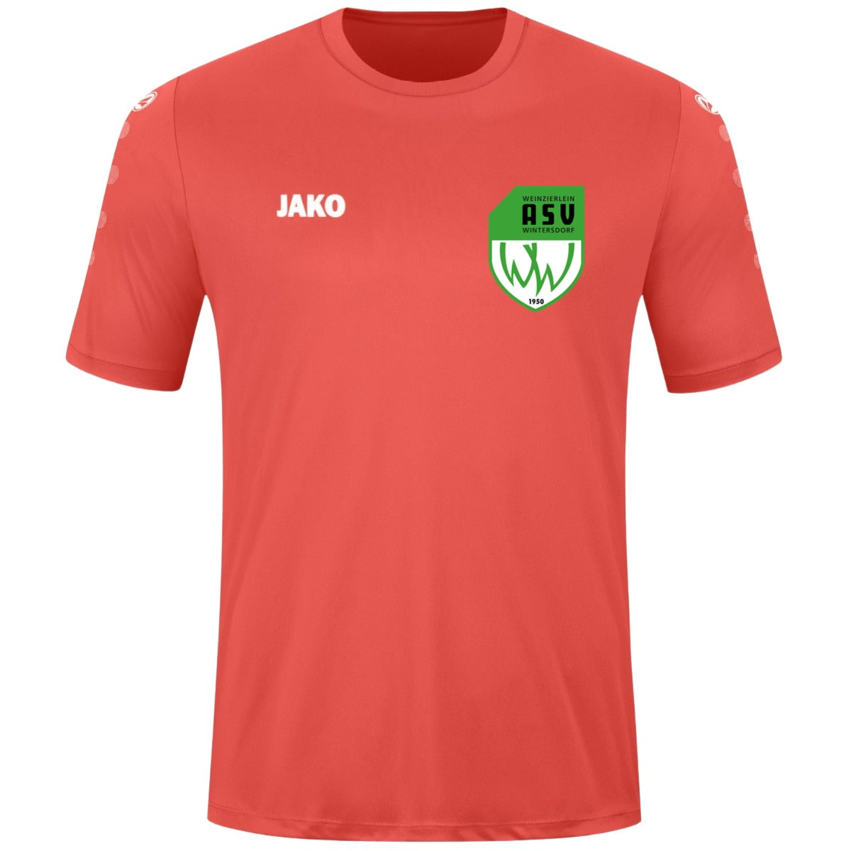 JAKO Kinder Trikot Team Kurzarm 4233K – ASV-Wappen herzseitig Coral Vorderseite