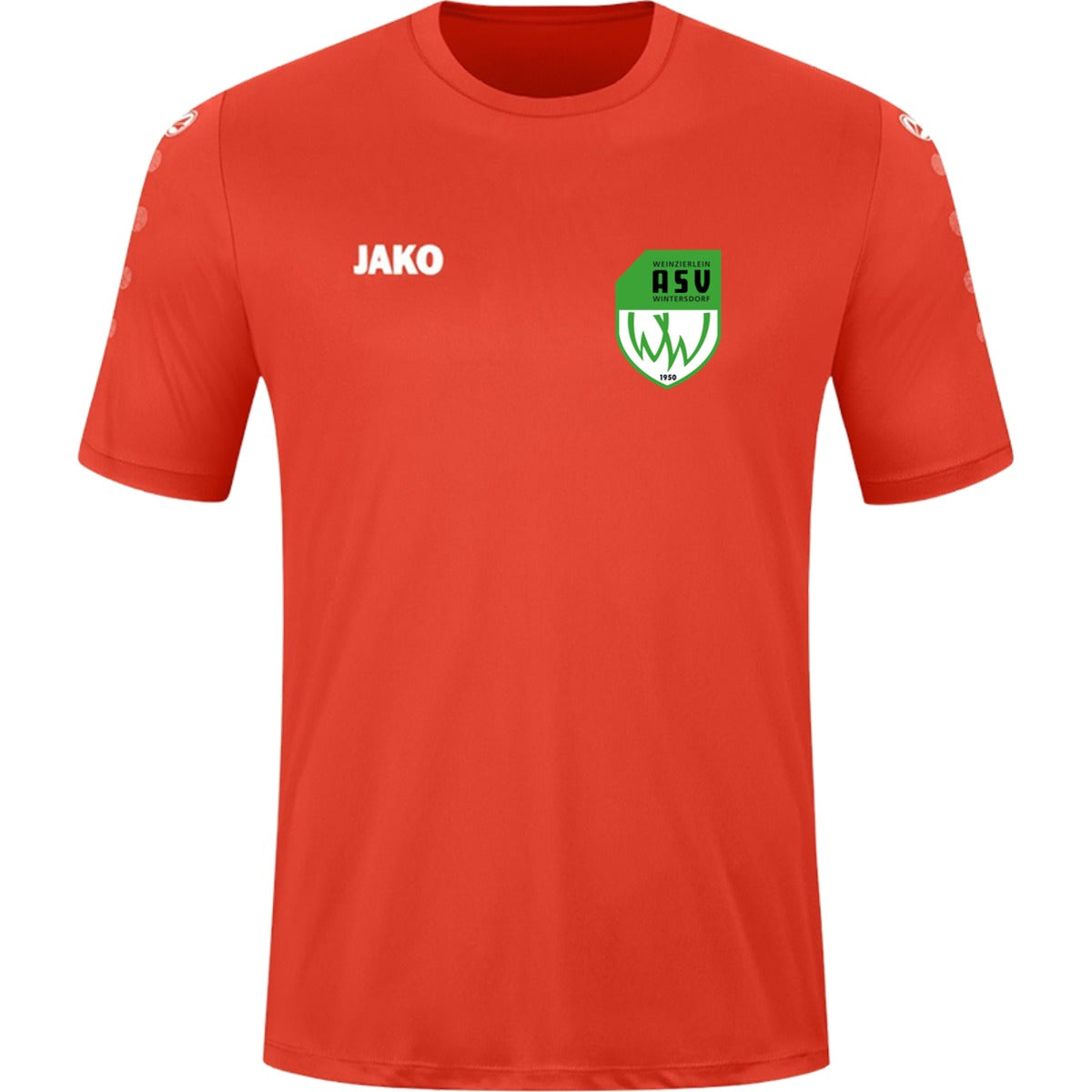 JAKO Kinder Trikot Team Kurzarm 4233K – ASV-Wappen herzseitig Flame Vorderseite