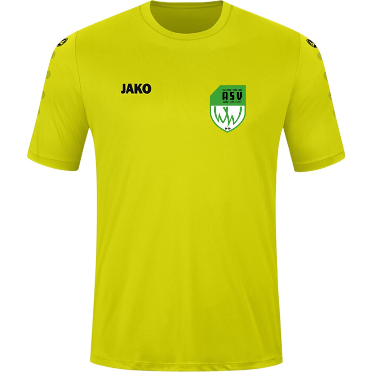 JAKO Kinder Trikot Team Kurzarm 4233K – ASV-Wappen herzseitig Lime Vorderseite