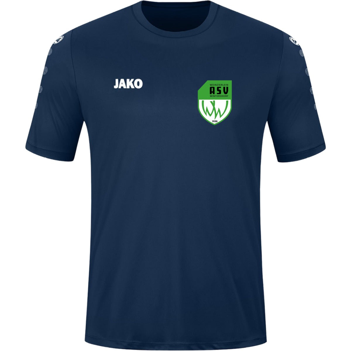 JAKO Kinder Trikot Team Kurzarm 4233K – ASV-Wappen herzseitig Navy Vorderseite