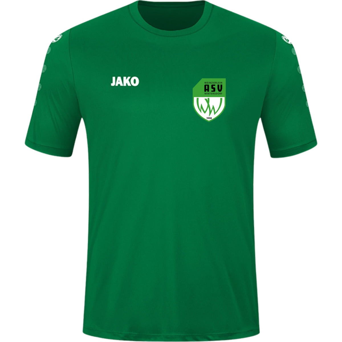 JAKO Kinder Trikot Team Kurzarm 4233K – ASV-Wappen herzseitig Sportgrün Vorderseite