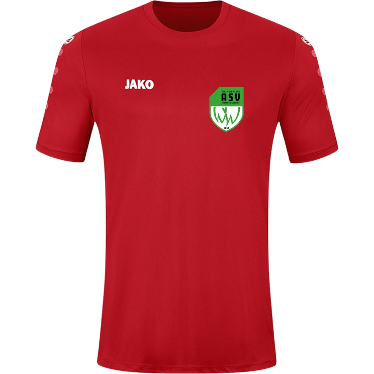 JAKO Kinder Trikot Team Kurzarm 4233K – ASV-Wappen herzseitig Sportrot Vorderseite