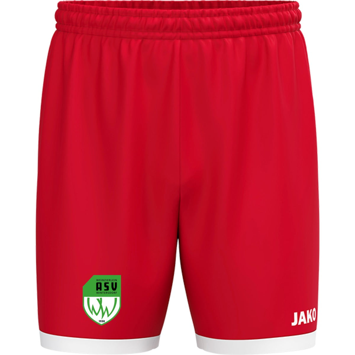 JAKO Kinder Sporthose One Shorts gestalten 4420K – ASV-Wappen am Bein Rot Vorderseite