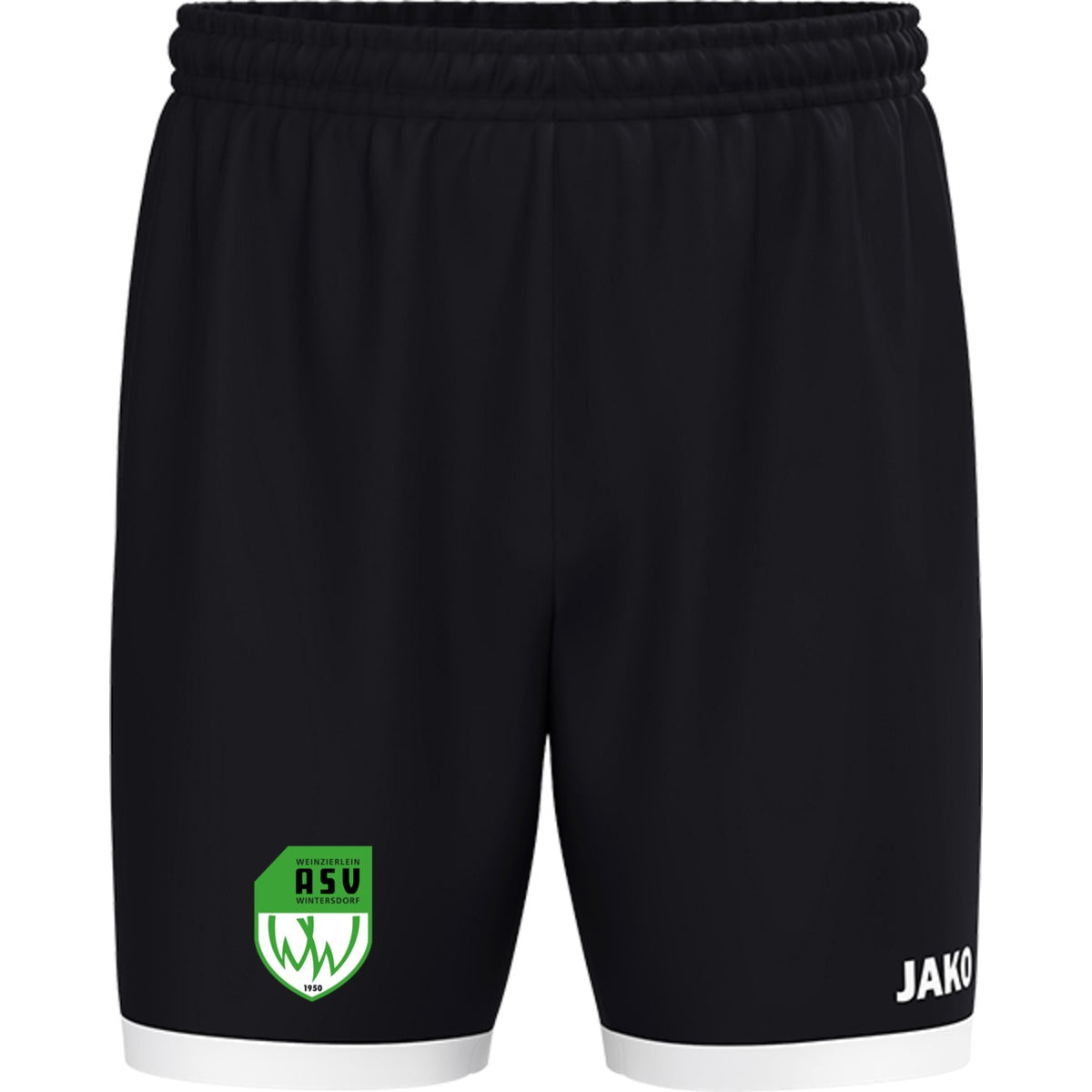 JAKO Kinder Sporthose One Shorts gestalten 4420K – ASV-Wappen am Bein Schwarz Vorderseite