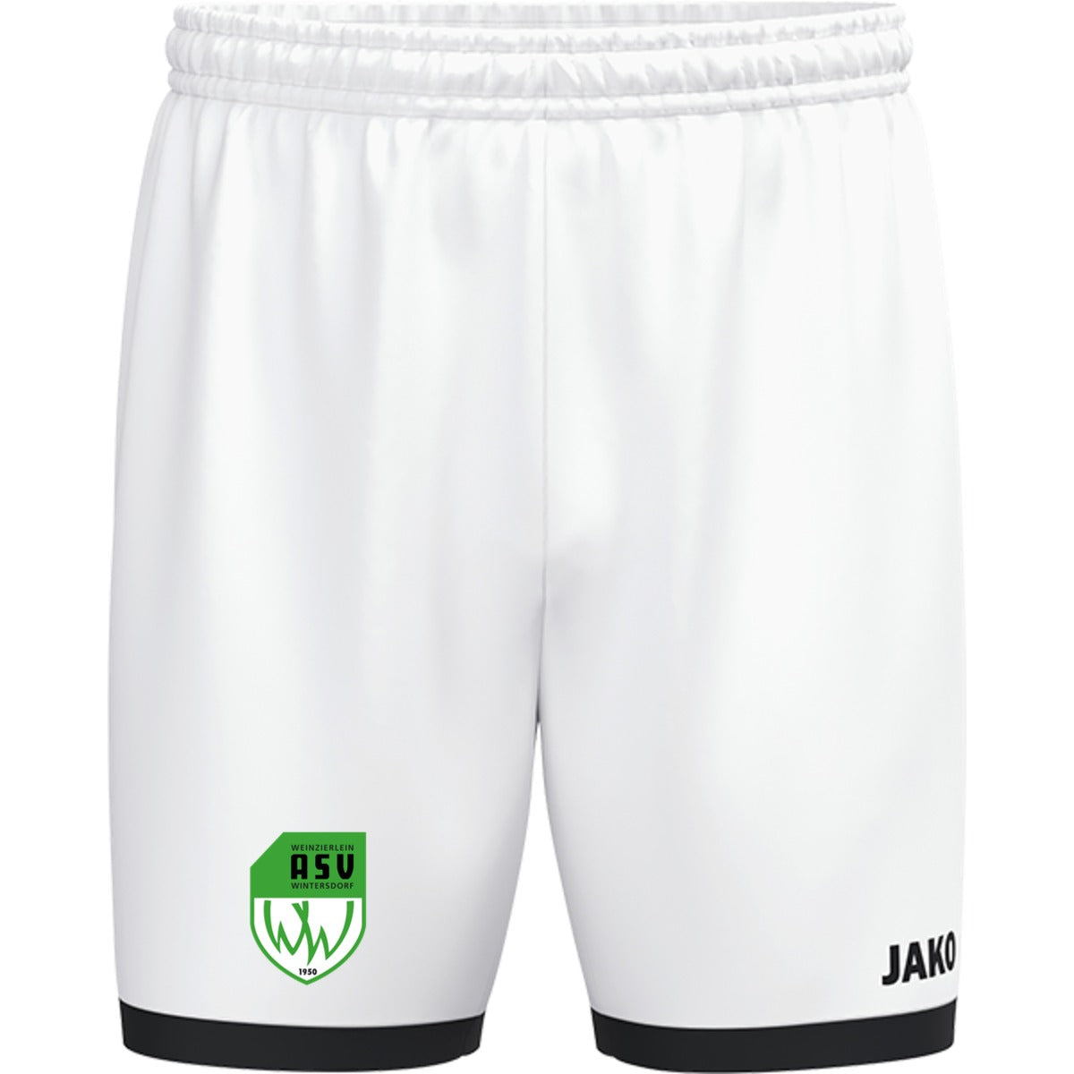 JAKO Kinder Sporthose One Shorts gestalten 4420K – ASV-Wappen am Bein Weiß Vorderseite