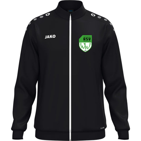JAKO Polyesterjacke One für Kinder gestalten 9300K – ASV-Wappen herzseitig Schwarz Vorderseite