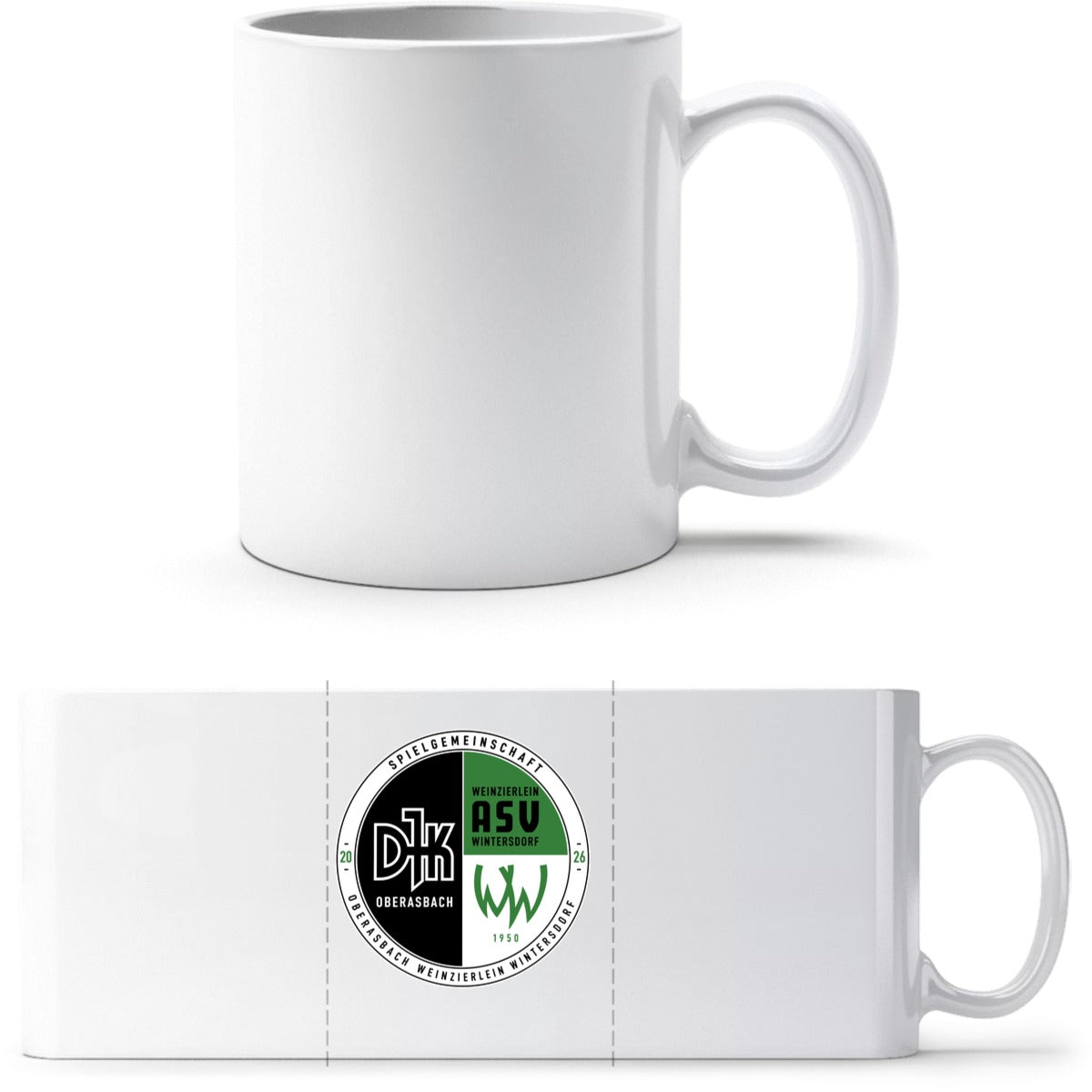Q9061 Tasse – Vereinslogo mittig groß Weiß Vorderseite